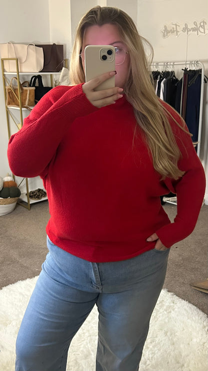 Soft Touch Knit Adjustable Neck Batwing Jumper