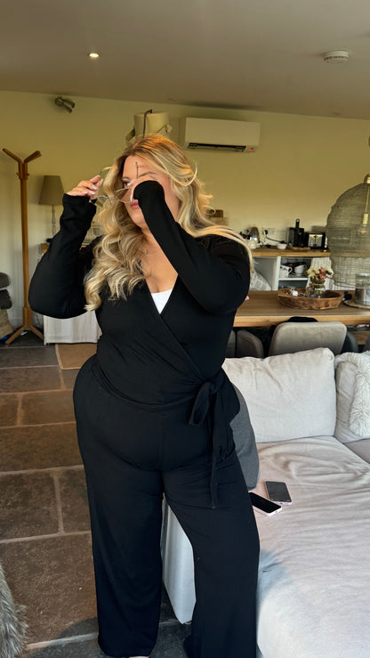 The Wrap Set - Cotton Longsleeve Trouser Lounge Set