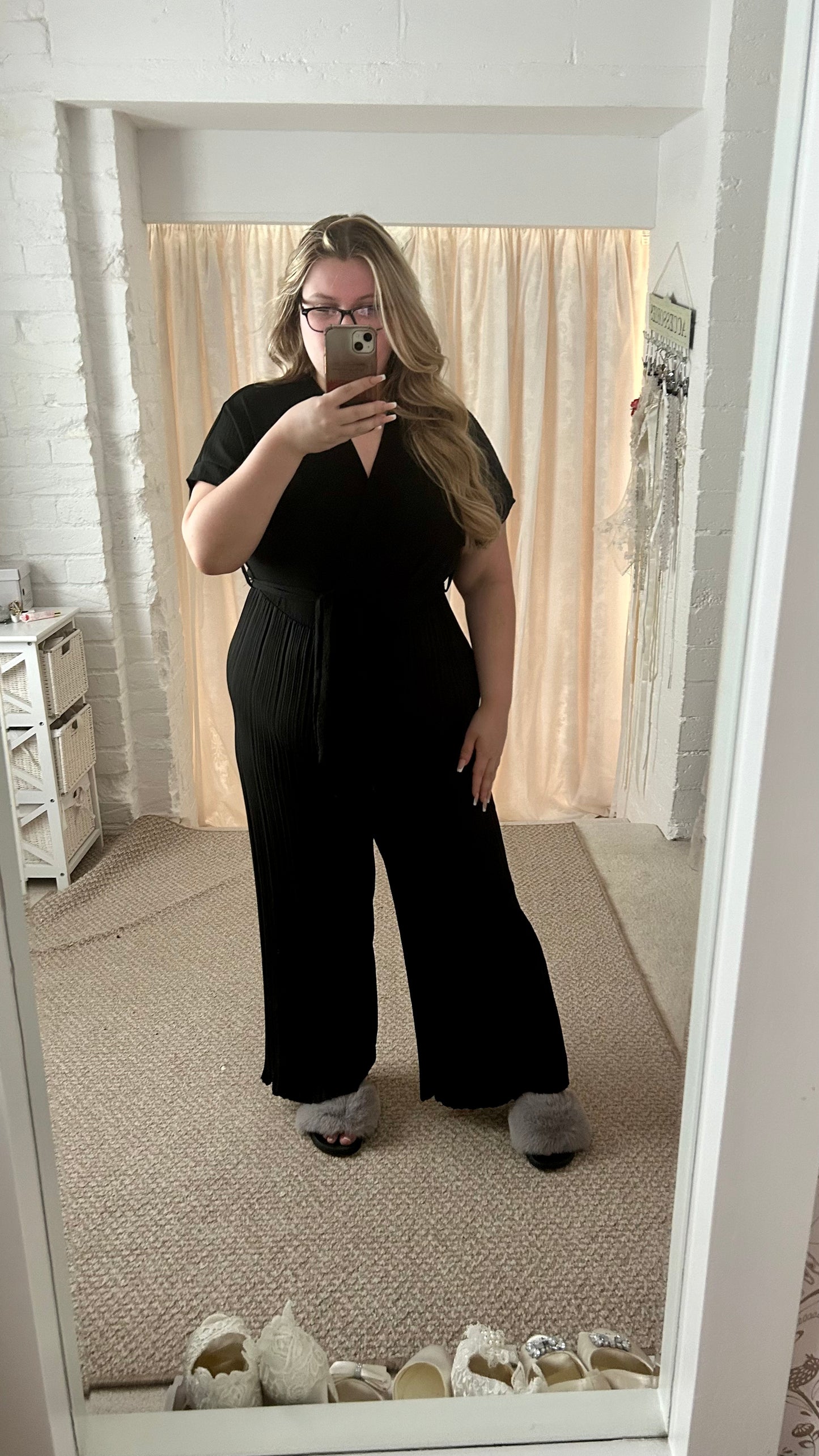 Plisse Tie Waist Jumpsuit