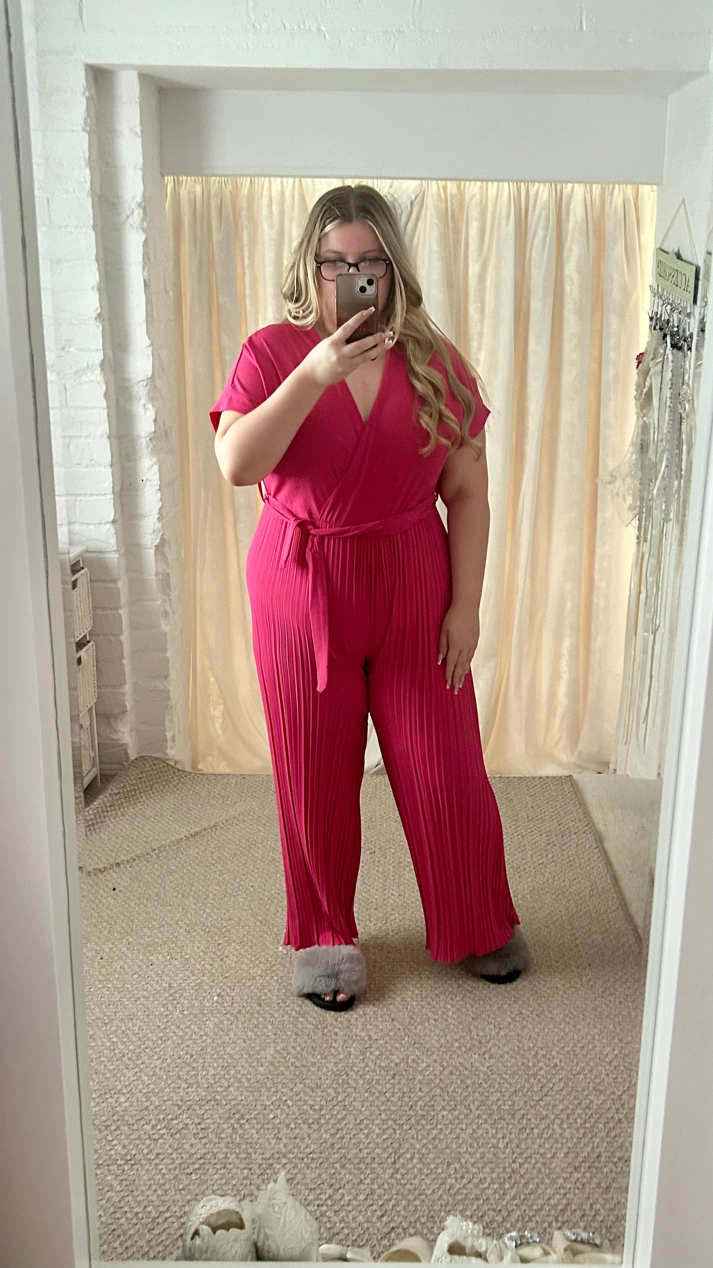 Plisse Tie Waist Jumpsuit