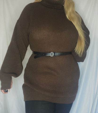 Cold Nights Brown Jumper Dress